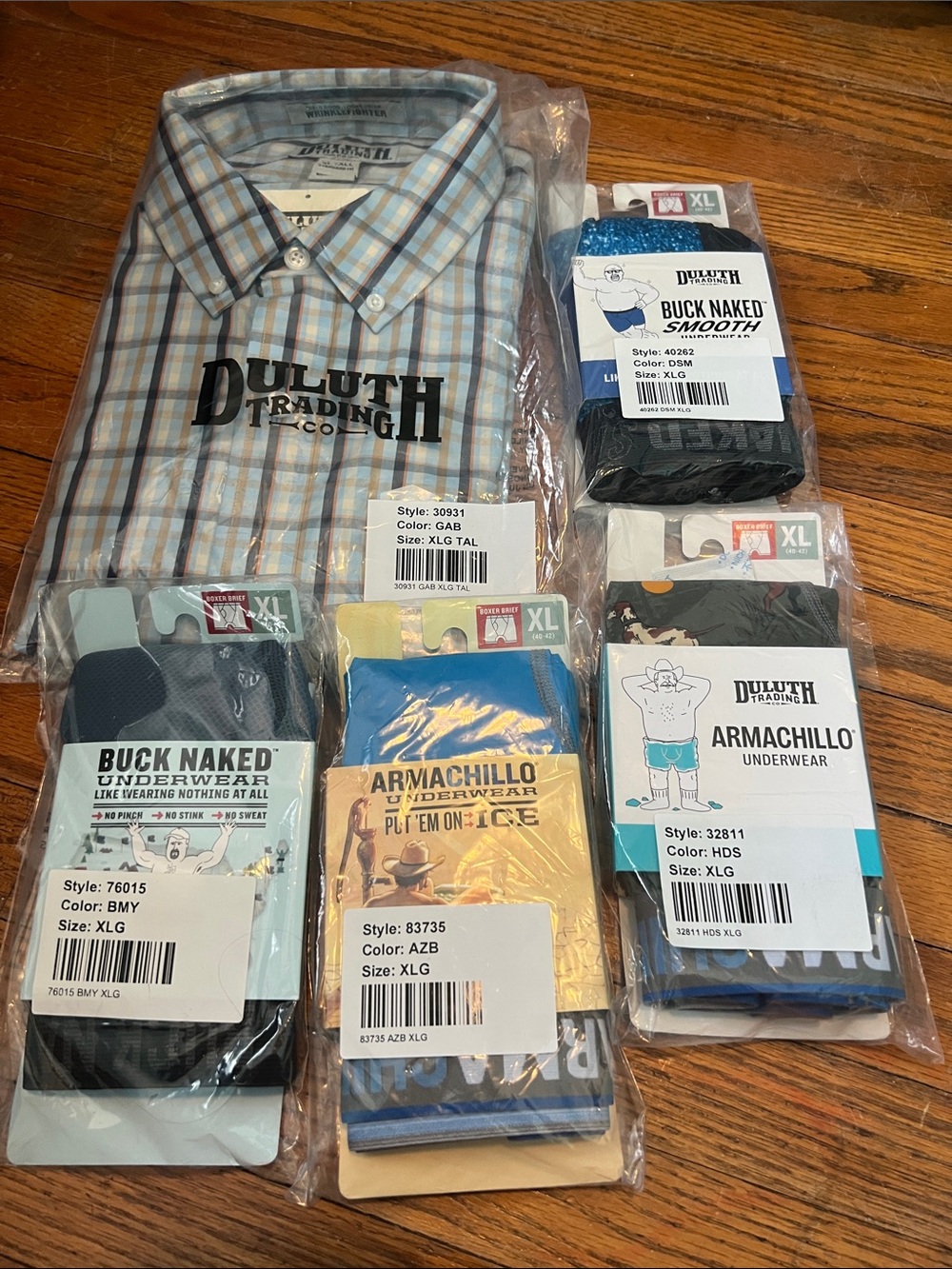 XL Duluth Trading Co Men's Plaid Button-Down Shirt - and underwear bundle